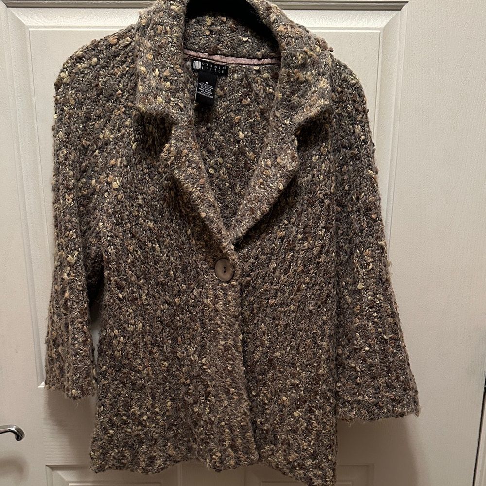 Carole Little Gray/Brown Mohair & Alpaca Blend Vintage Grandma Core Sweater Sm